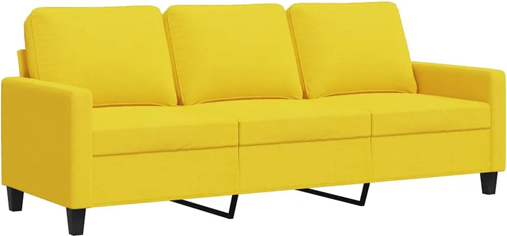 359176 vidaXL 3-местен диван, светложълт, 180 см, плат