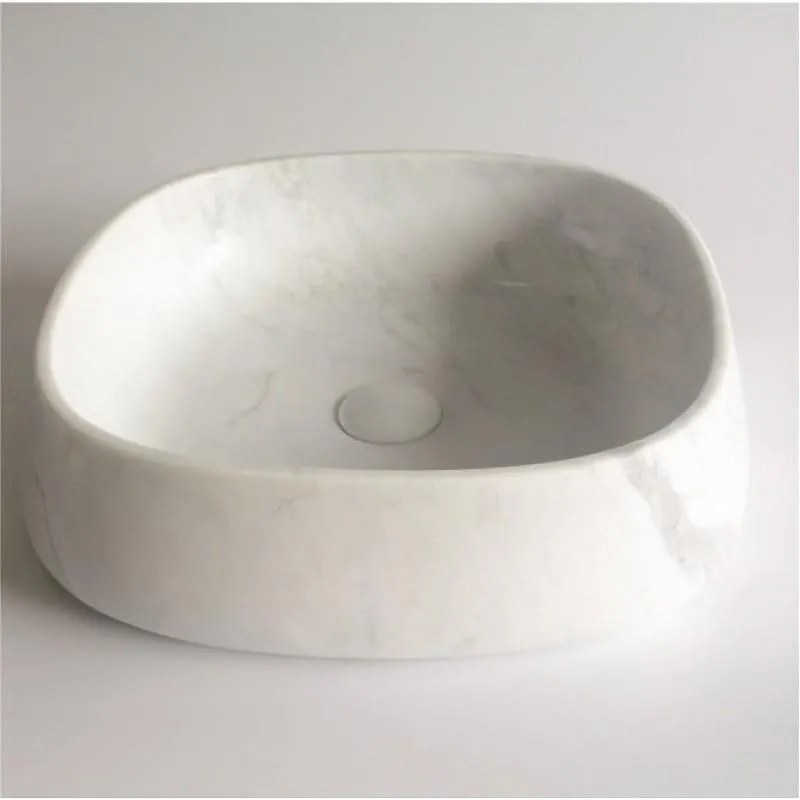 Мивка за баня ICL 4412W, монтаж върху плот, мрамор бял, 44x44x12см