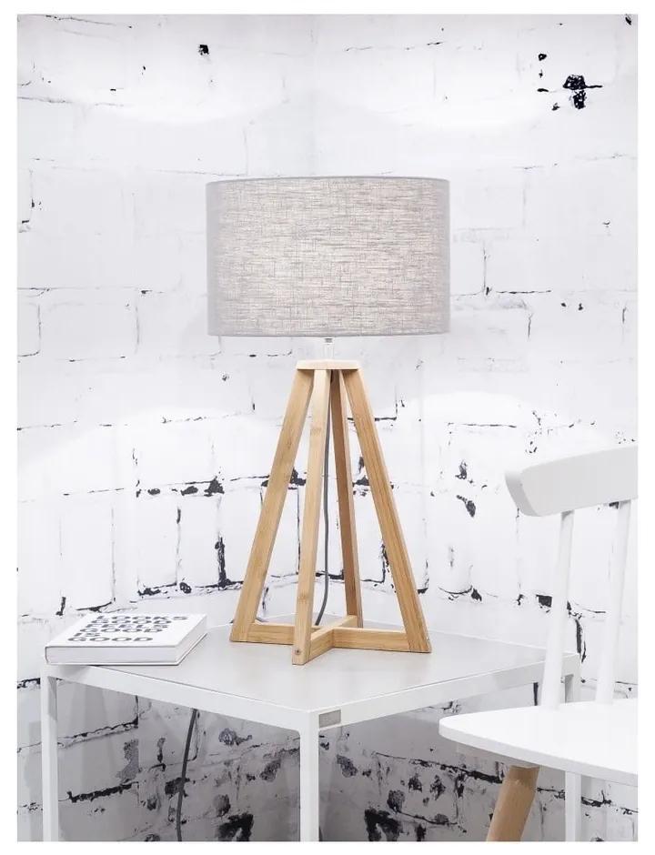 Настолна лампа със светлосив абажур и бамбукова конструкция Everest - Good&amp;Mojo