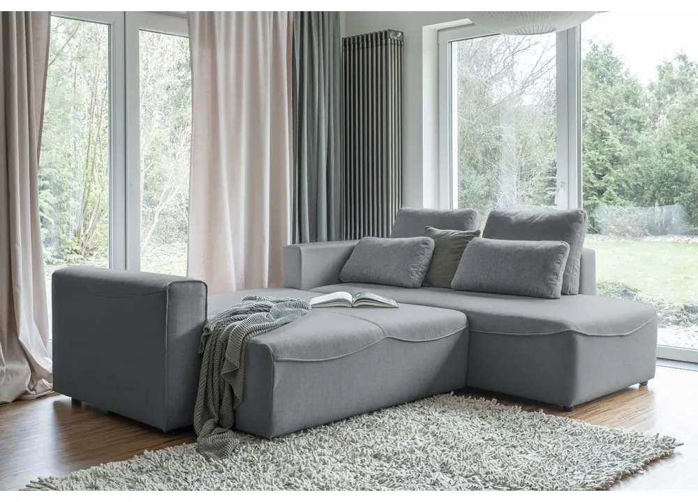 Сив ъглов разтегателен диван (променлив) Homely Tommy - Miuform