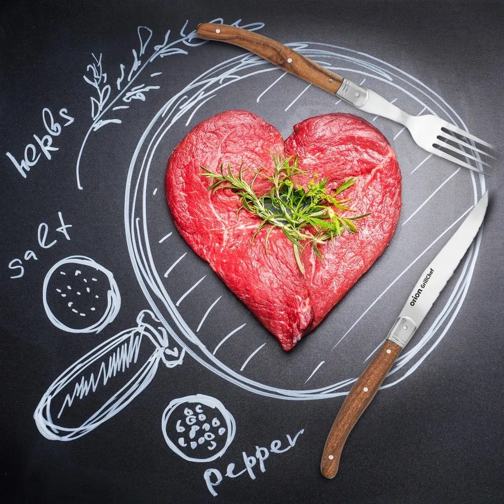 Прибори за хранене от неръждаема стомана в сребрист и естествен цвят, 2 бр. – Orion