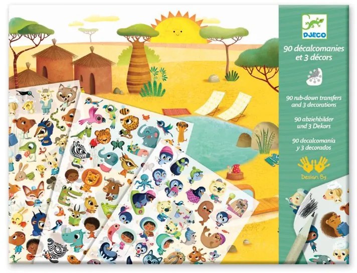Djeco - Комплект за декорация с ваденки Savanna ST1 DJ09560G
