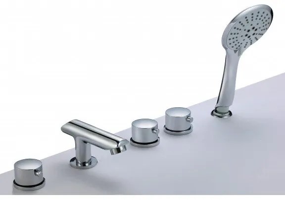 Стоящ смесител за вана ICL 6218667, месинг, хром, със слушалка и превключвател