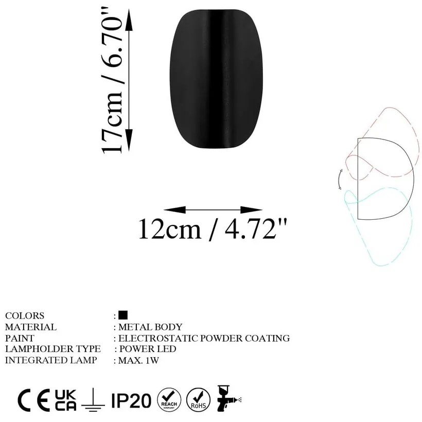 Черна LED стенна лампа Heybe – Opviq lights