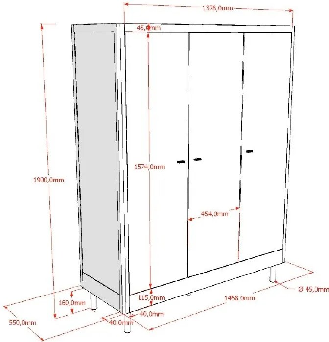Бял детски гардероб от масивен бук 146x190x55 cm Forrest – Vipack