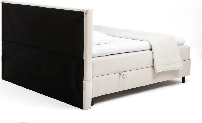 Бежово боксспринг легло с място за съхранение 160x200 cm Elva Bold Line – Bonami Selection