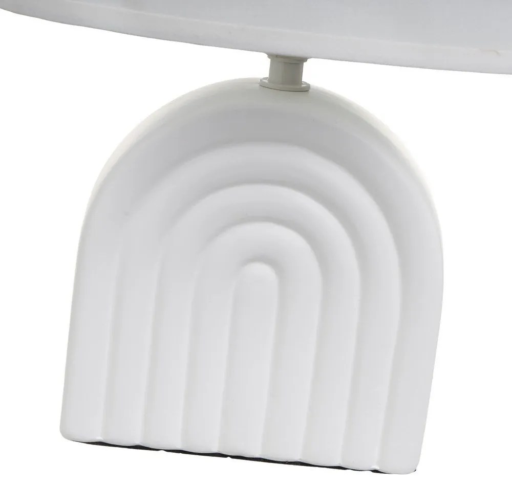 Бяла керамична настолна лампа с текстилен абажур (височина 31 cm) – Casa Selección