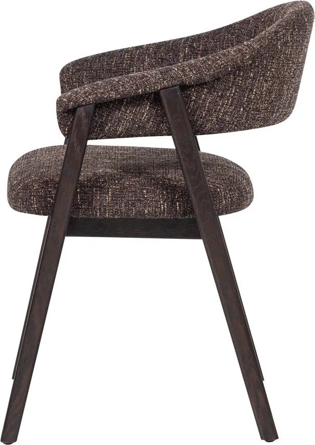 Тъмнокафяв тапициран трапезен стол с подлакътници Tunar – WOOOD