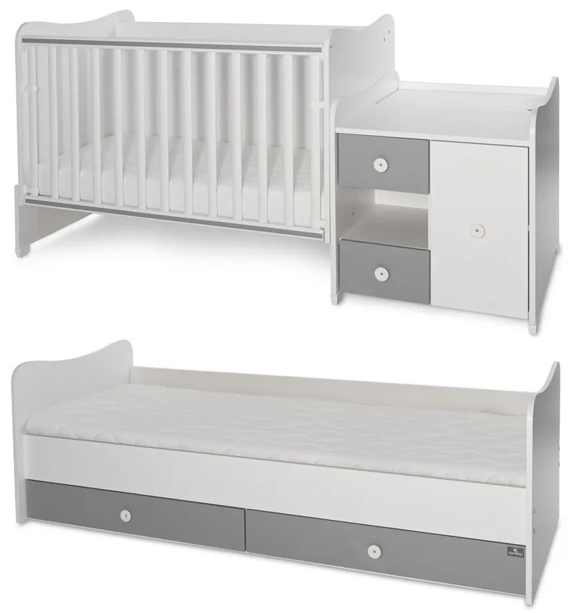 LORELLI Classic Трансформиращо се легло-люлка 190/72 см. MINI MAX БЯЛО/STONE GREY