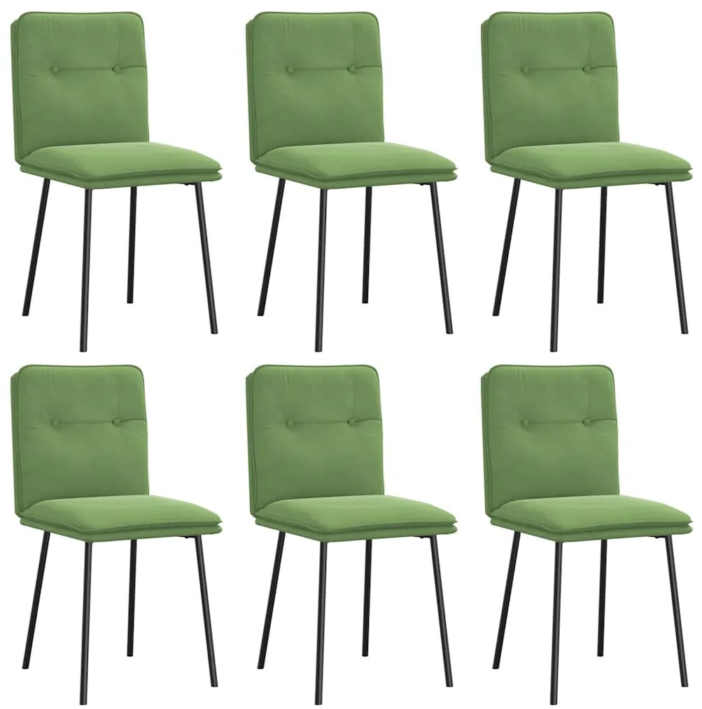 3315682 vidaXL Трапезни столове, 6 бр, светлозелени, кадифе