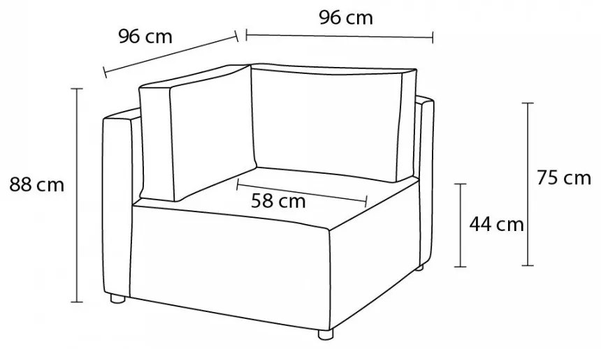 Модул за диван от рипсено кадифе в тухлен цвят (променлив) Nihad modular – Bobochic Paris