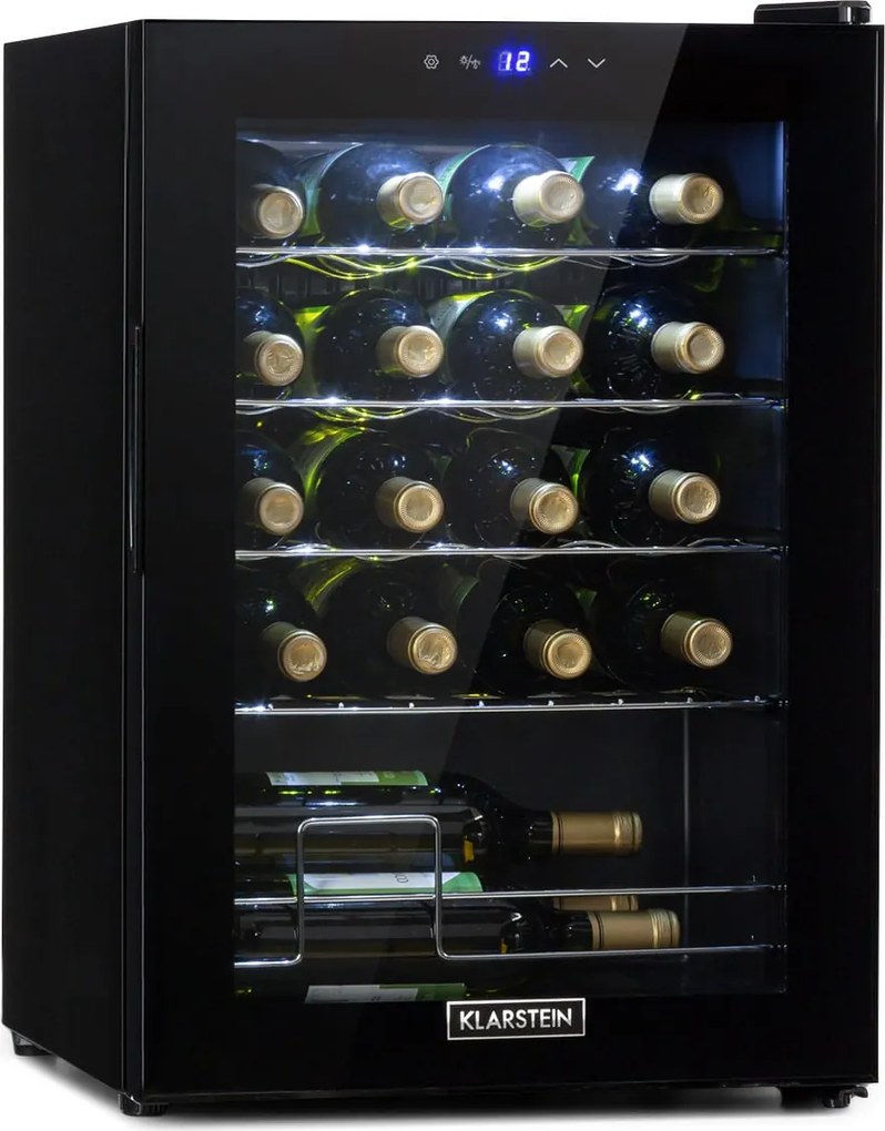 Klarstein Shiraz 20 Uno охладител за вино 53 литра 20 бутилки Сензорен контролен панел 5-18 °C