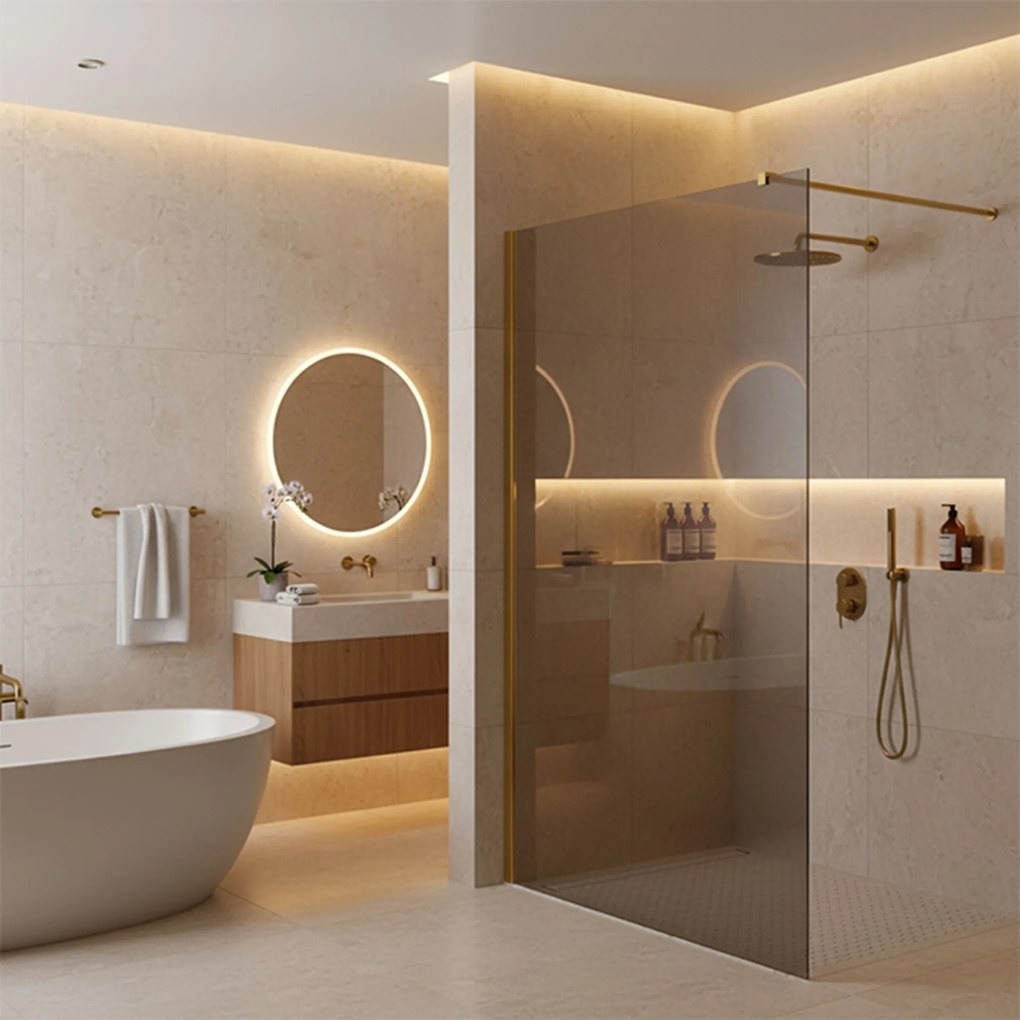 Параван за душ Rea Flexi Grey / Gold 90