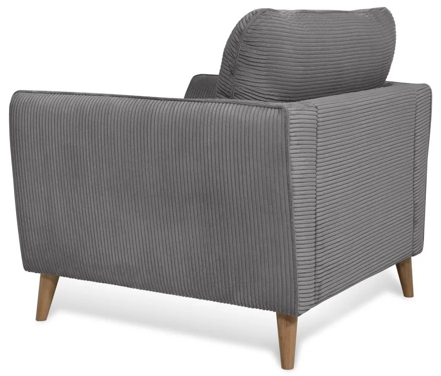 Тъмносиво кресло от рипсено кадифе Paris – Scandic