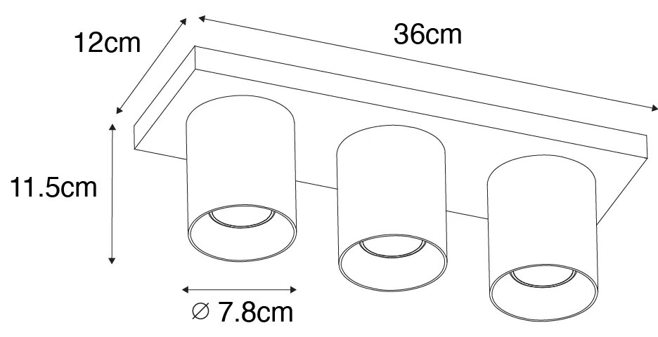 Модерен таванен прожектор бял 3-светлина - Tubo