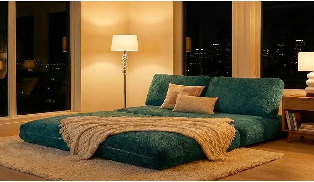 Тюркоазен сгъваем диван от букле 150 cm Faster – Mauro Ferretti