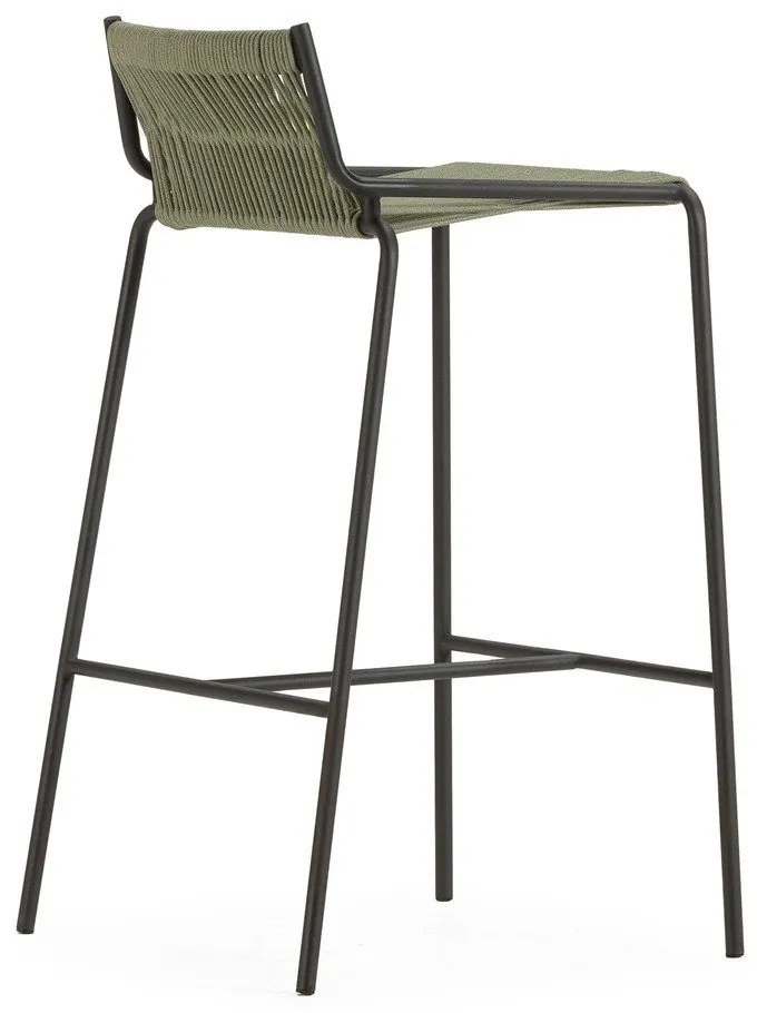 Зелен метален бар стол (височина на седалката 65 cm) Emily – Marckeric