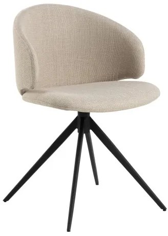 НЭЛЯ Бежово (тъкан Басэл 24)/черни крака - МОДЕРЕН ТАПИЦИРАН ВЪРТЯЩ СЕ СТОЛ ПЛЕТЕНИЦА ЗА ДНЕВНА/ТРАПЕЗАРИЯ/ОФИС