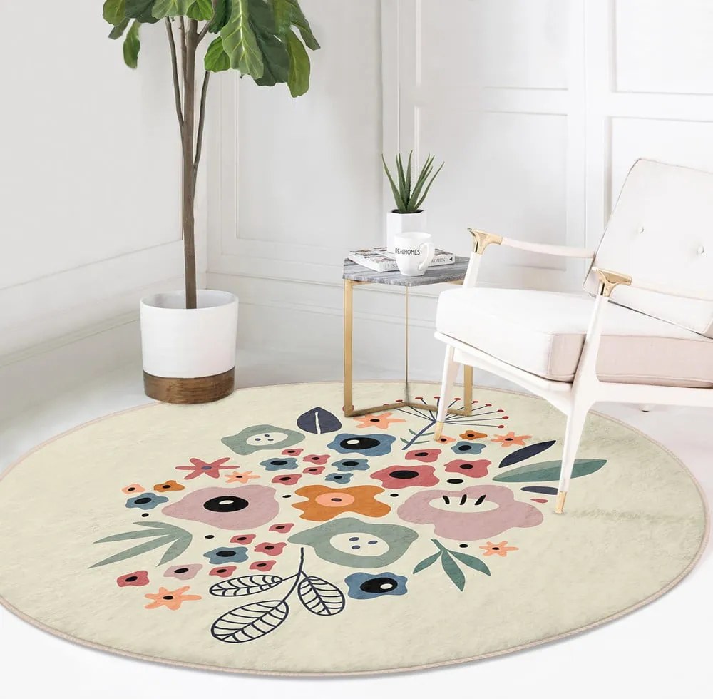 Кръгъл килим подходящ за пране и за прахосмукачки роботи ø 120 cm Comfort – Mila Home