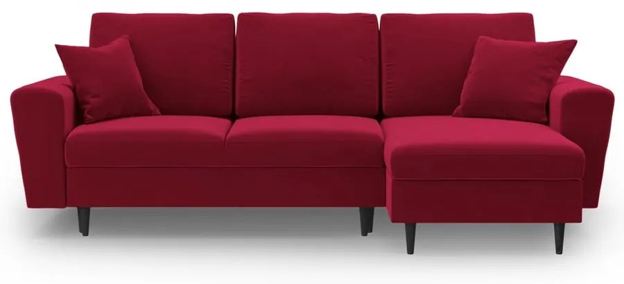 Червен кадифен разтегателен ъглов диван с място за съхранение Kyoto – Cosmopolitan Design