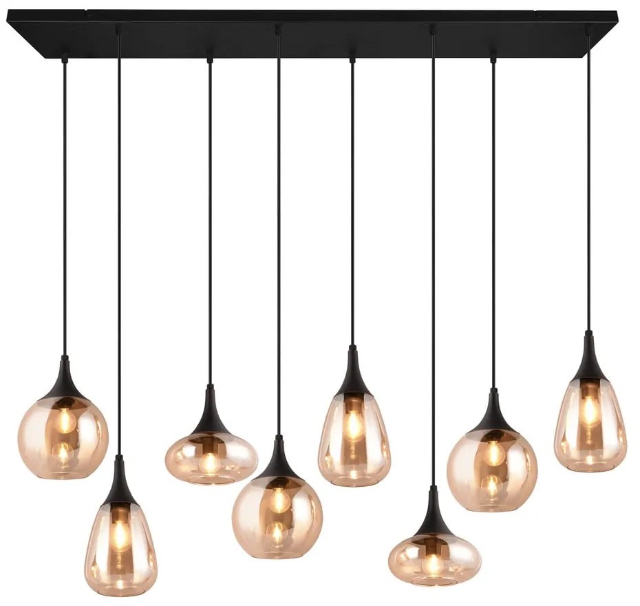 Черно-оранжева висяща лампа със стъклен абажур Lumina - Trio