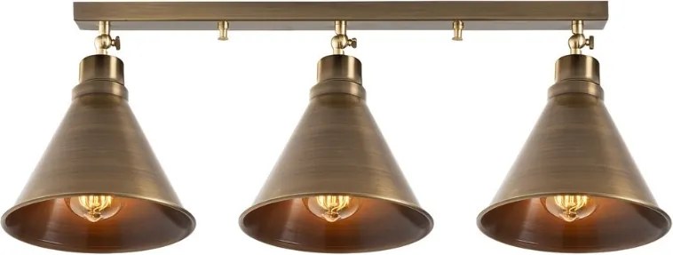 Метално осветление Arden E27 с три светлини в винтидж златист цвят 72x20x26см.