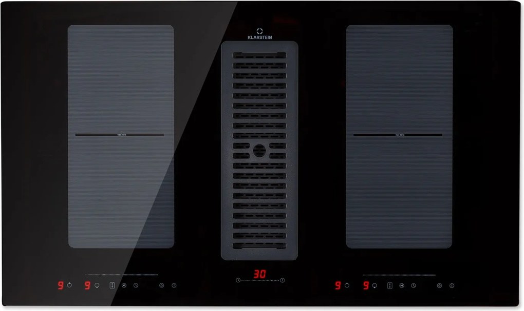 Klarstein Full House Down Air System, индукционна печка + аспиратор, 481 м³/ч, клас на енергийна ефективност A+