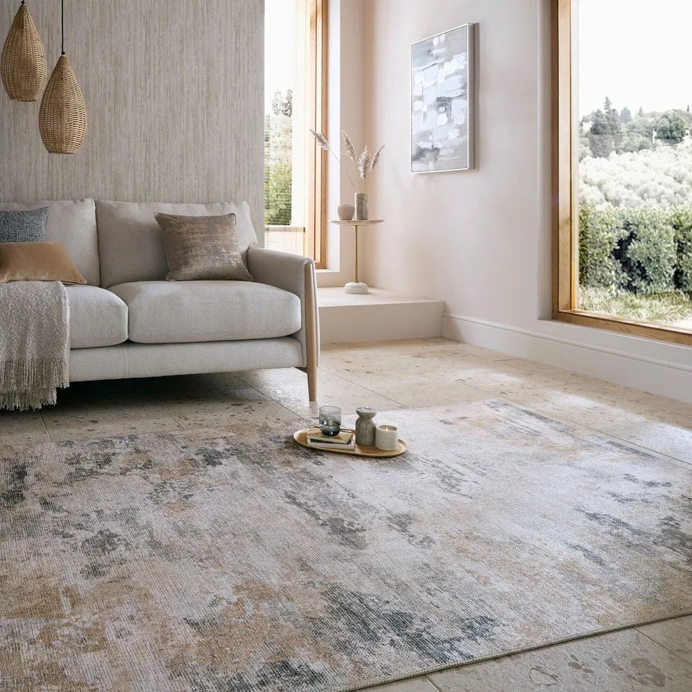 Сиво-бежов килим подходящ за пране 190x290 cm Lila Abstract – Flair Rugs
