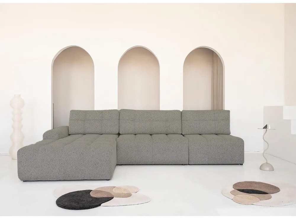 Светлокафяв разтегателен модулен ъглов диван с място за съхранение (ляв ъгъл) Lulu – Miuform