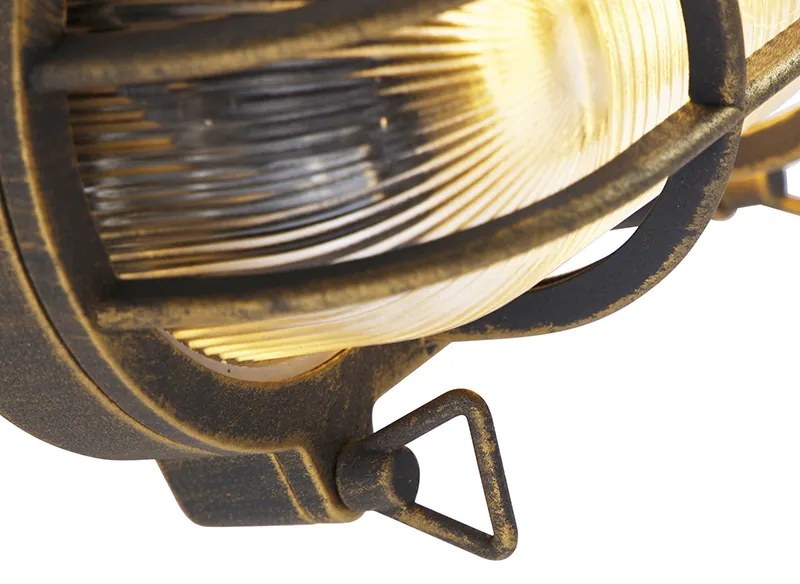 Стенна и таванна лампа злато / месинг овална IP44 - Noutica