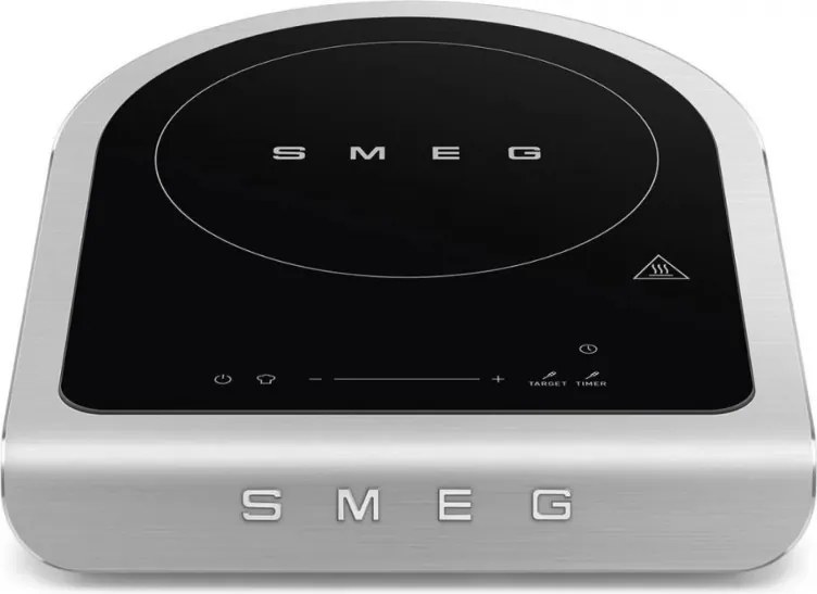 Преносим индукционен котлон Smeg PIC01BLMEU, 2100 W, Керамично стъкло, Таймер, LED дисплей, Черен мат