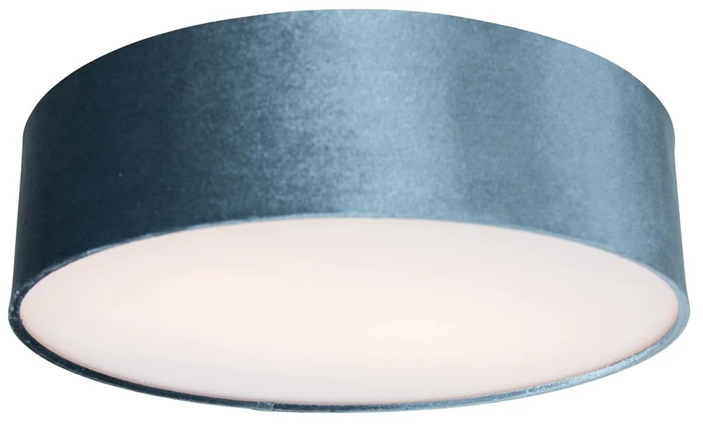 Модерна таванна лампа синя 40 см със златен интериор - Drum