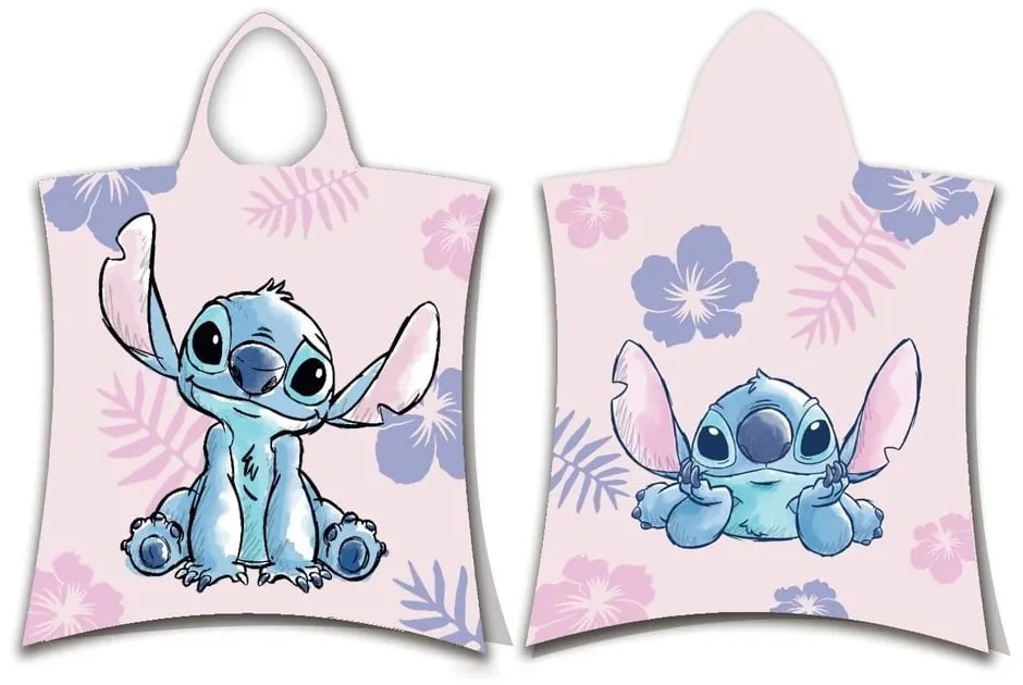 Светлорозово памучно детско пончо Lilo and Stitch – Jerry Fabrics