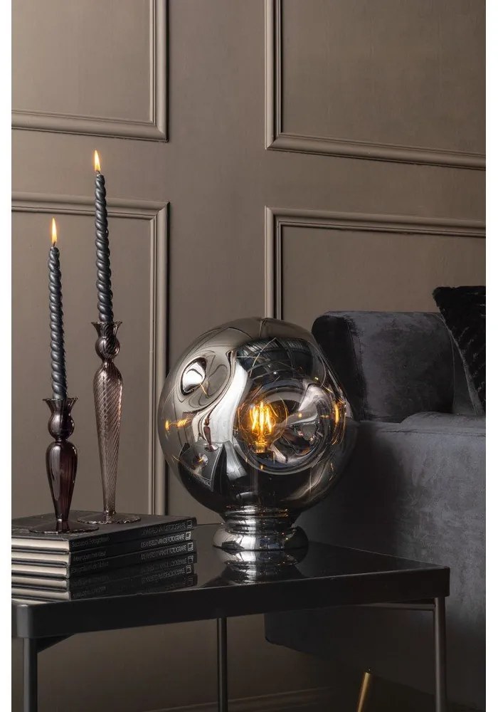 Свещник от сиво стъкло, височина 17 cm Swirl - PT LIVING