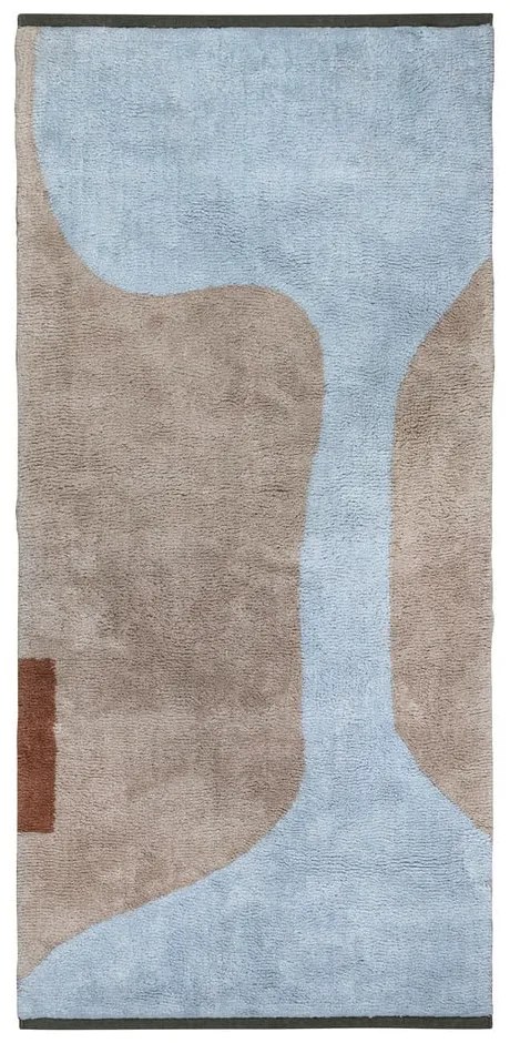 Памучна пътека подходяща за пране в светлосин и бежов цвят 70x150 cm Figura – Mette Ditmer Denmark