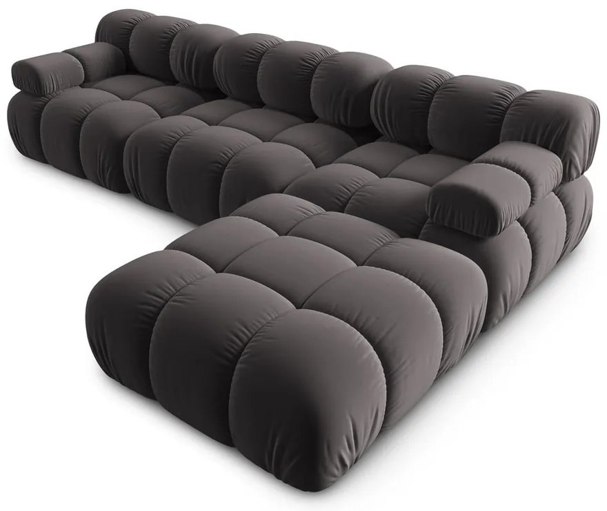 Тъмносив ъглов диван от кадифе Bellis - Micadoni Home