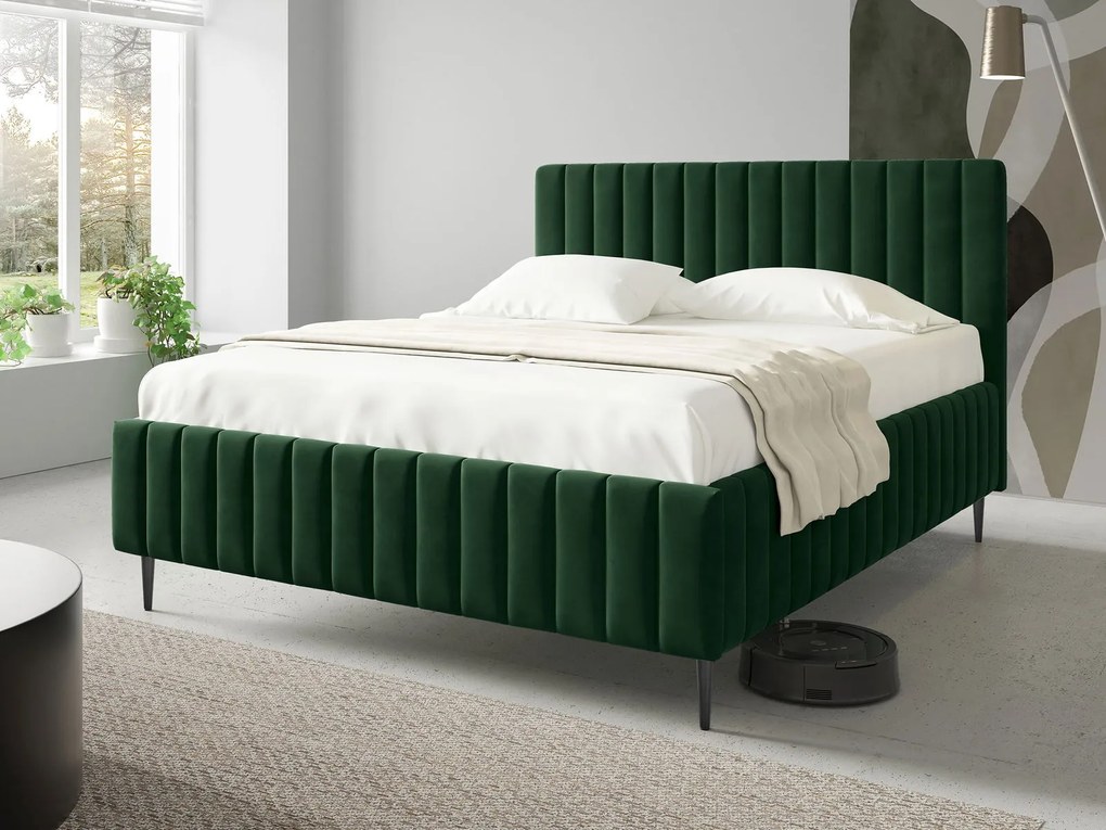 Тапицирано легло Lewezo-Тъмно зелено-140 x 200