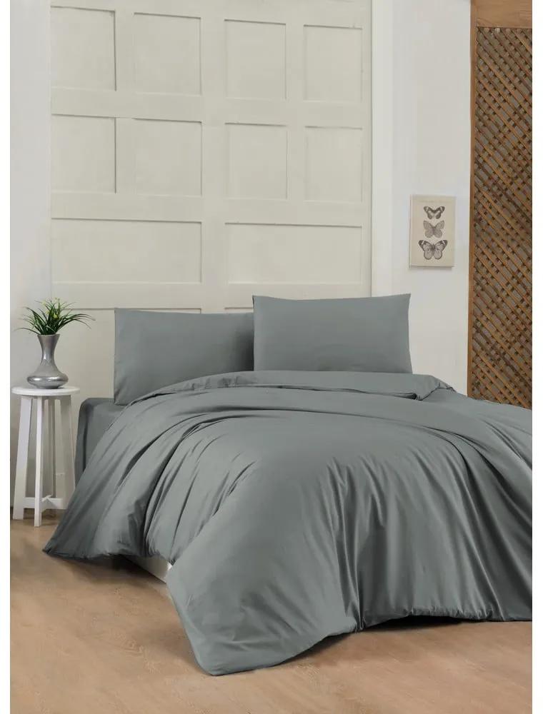 Тъмносиво памучно спално бельо за единично легло 140x200 cm - Mijolnir