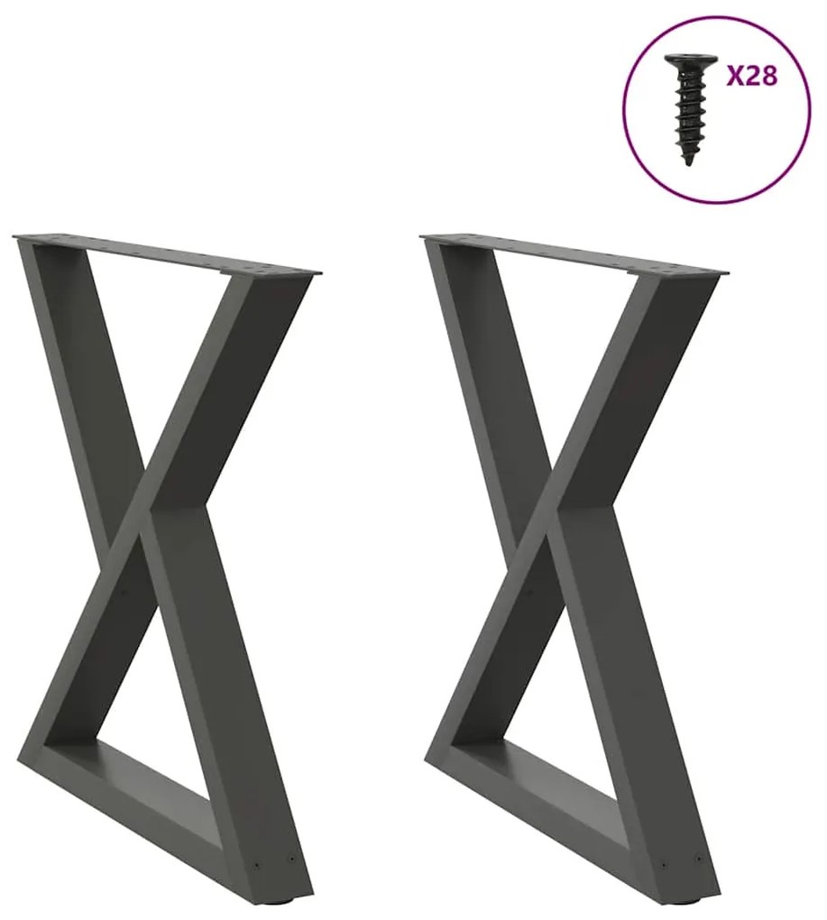 4012730 vidaXL Крака за трапезна маса, 2 бр., антрацит, 80x(72-73,3) см, стомана