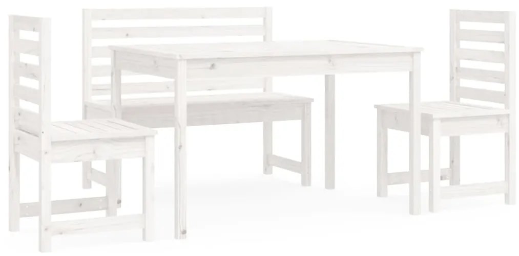 3154696 vidaXL Градински трапезен комплект от 4 части, бял, масивен бор