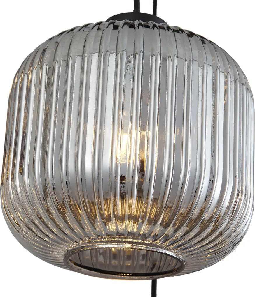 Smart hanglamp zwart met smoke glas 6-lichts incl. Wifi A60 - Ana