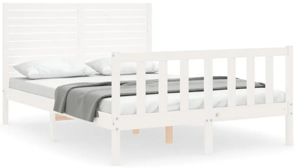 3193207 vidaXL Рамка за легло без матрак, бял, 140x200 см, бор масив
