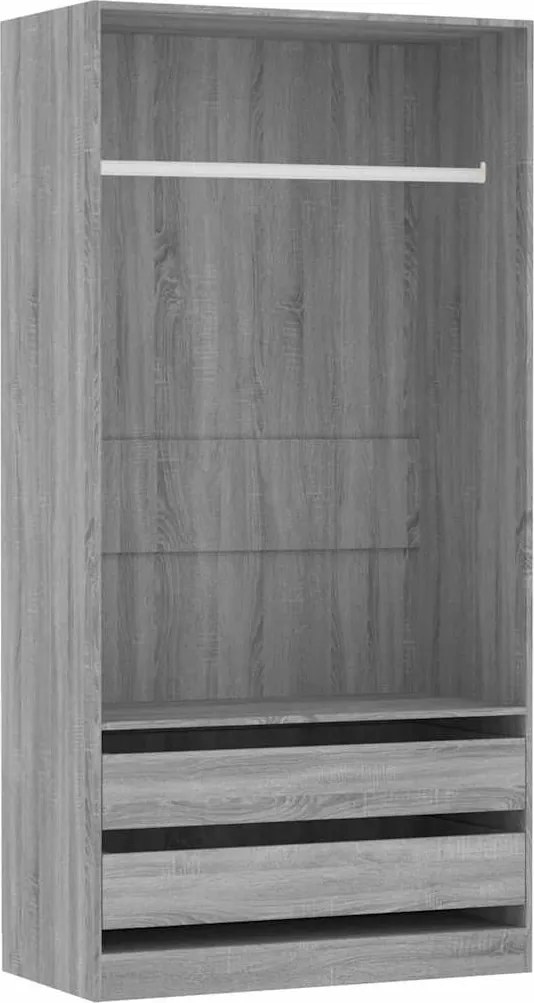 815346 vidaXL Гардероб, сив сонома, 100x50x200 см, инженерно дърво