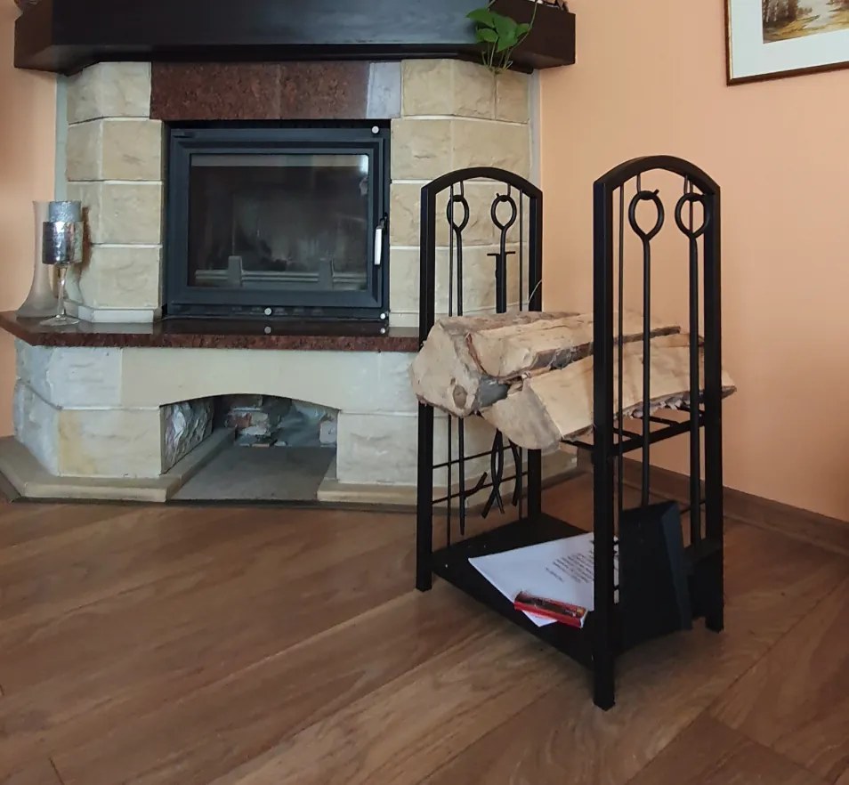 Стойка за дърва за камина 4в1 с аксесоари