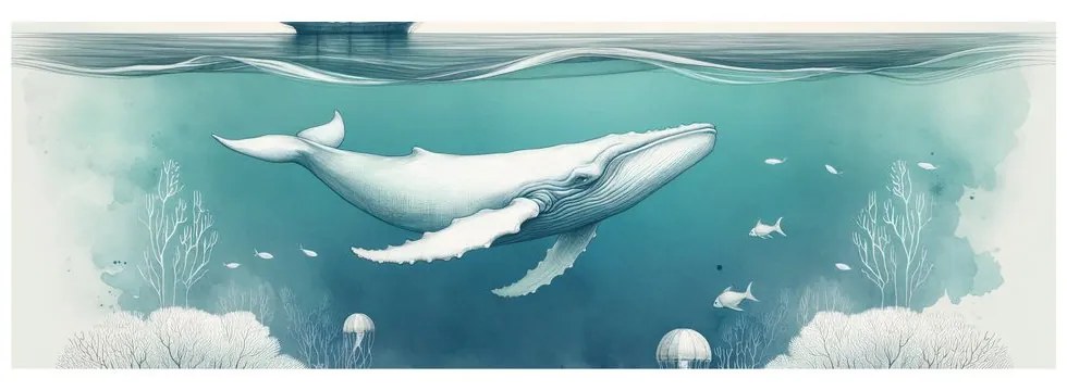 Картина на платно – Спокоен кит под морето