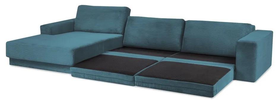 Син велурен разтегателен диван , ляв ъгъл Donatella - Milo Casa