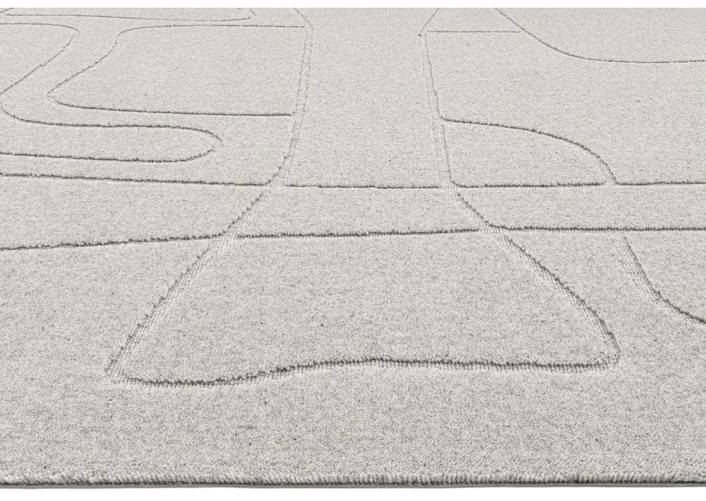 Светлосив вълнен килим 200x300 cm Morphic – Agnella