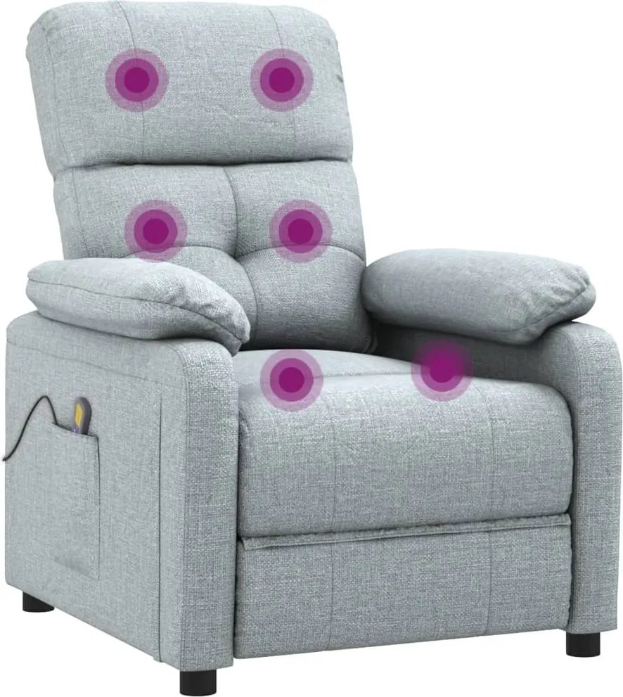 348287 vidaXL Масажен стол, светлосив, текстил