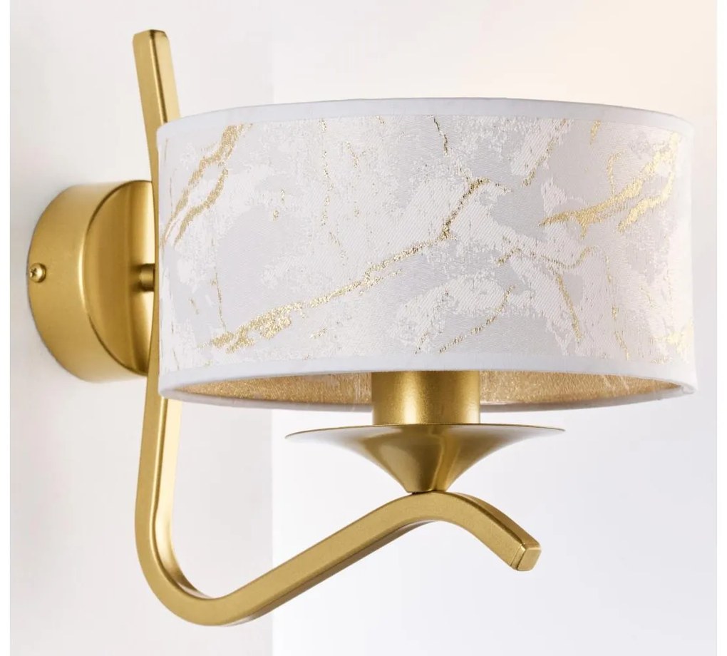 Jupiter 2111 - Настенна лампа KASZMIR 1xE27/15W/230V бяла/златна/мраморен декор