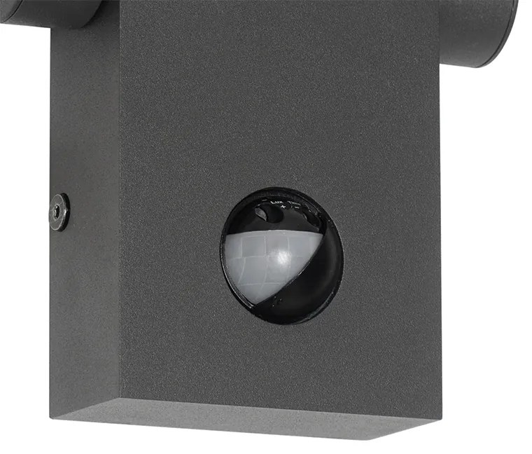 Външна стенна лампа антрацит с LED IP54 с датчик за движение - Zane